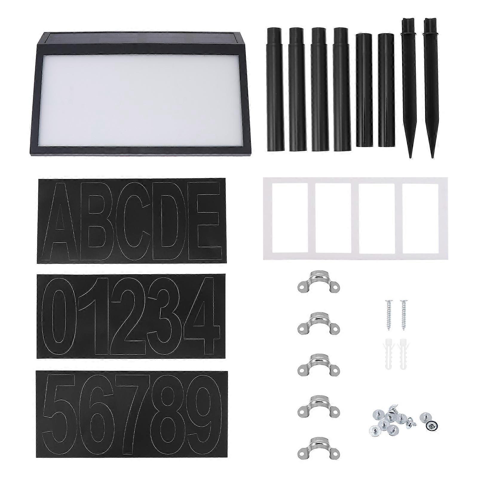 Solar Home Number Light with 10 LED for Night Visibility Plastic Black Doorplate Sign 5 Letters 3 Number Sets Included