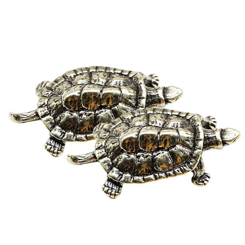 Golden Retro Style Brass Tortoise Decors for Decor Vivid Animal Design 2 Pieces Compact Size