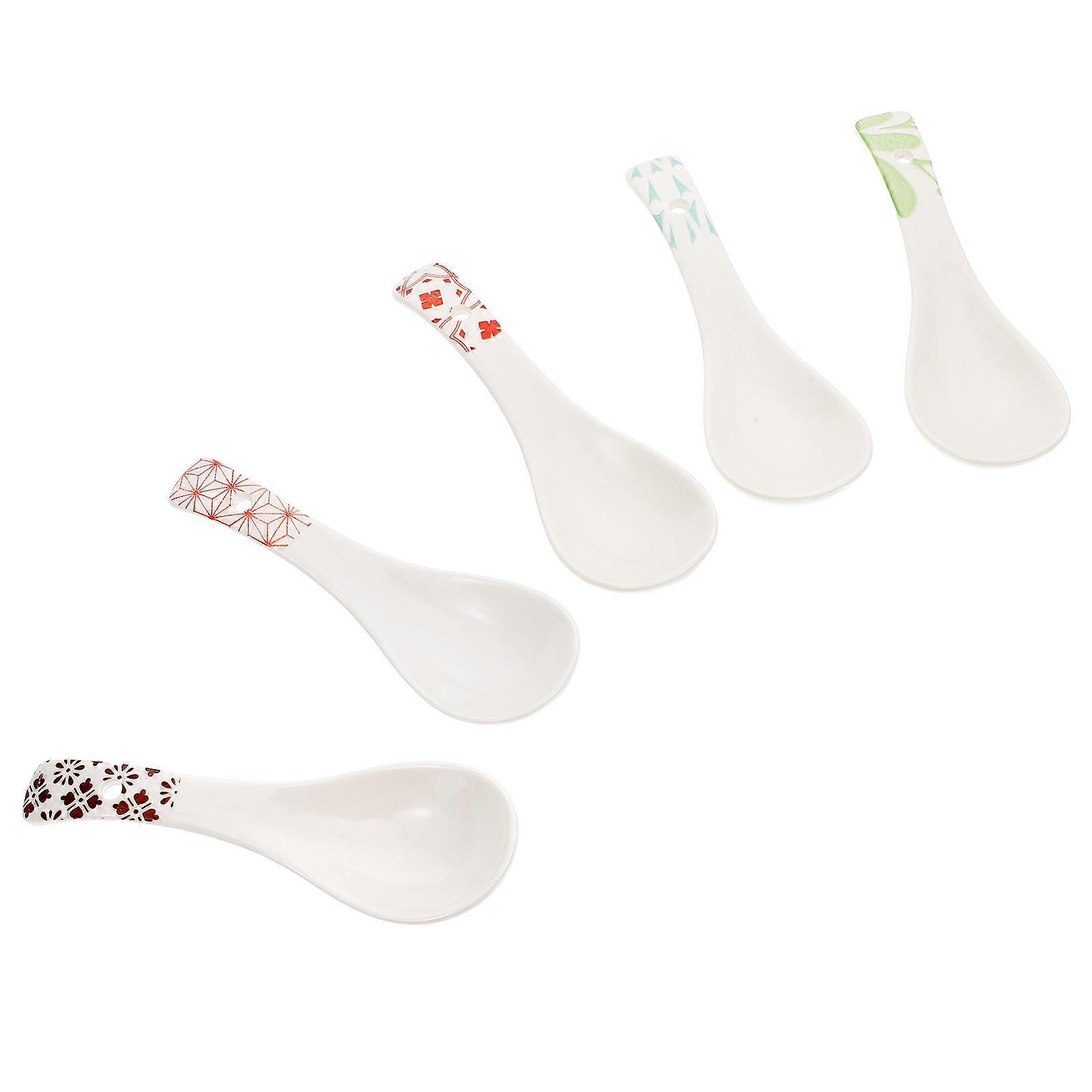 Ceramic Soup Spoons Home Use Design 14X4.5CM 5Pcs