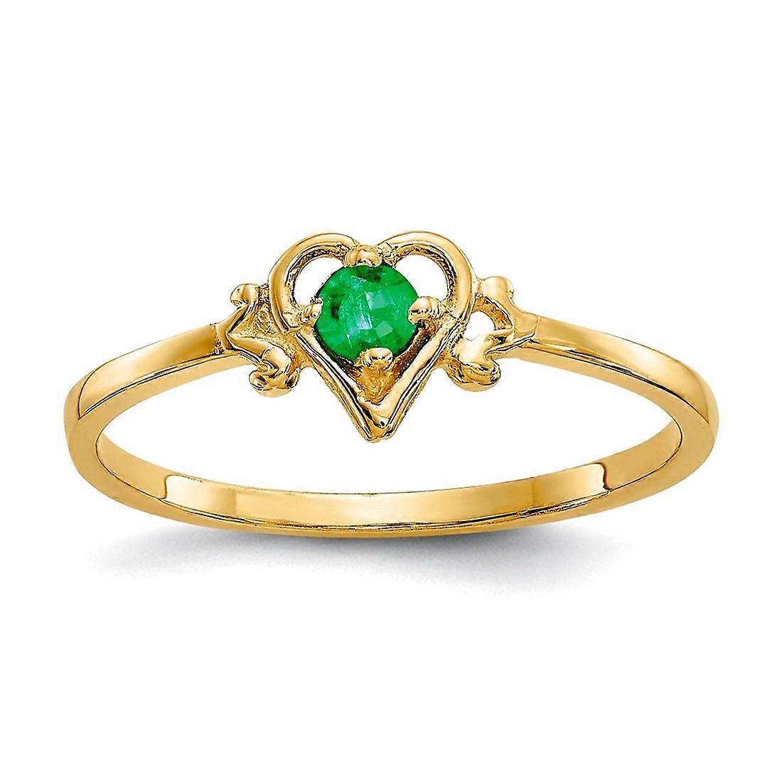 10k Solid Gold Emerald Love Heart Ring Size 7 Statement-Ring for Women - 1.0 Grams