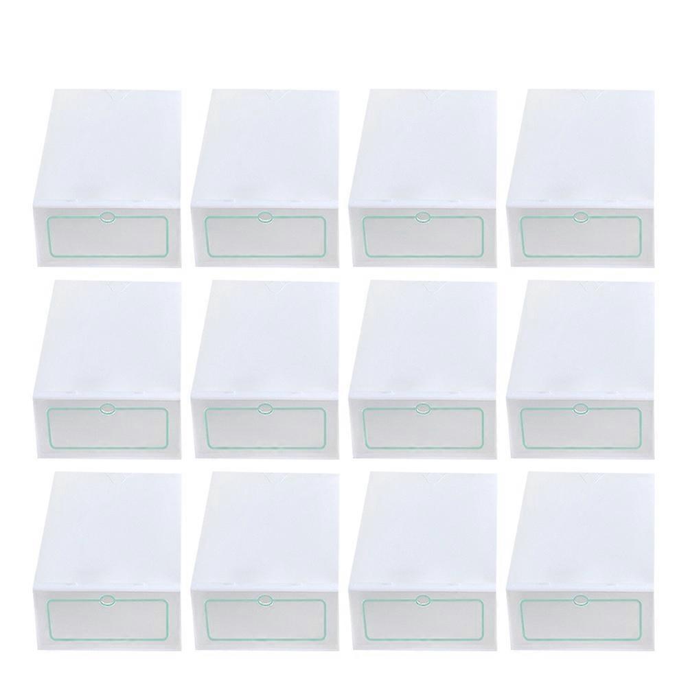 30PCS Transparent Stackable PP Shoe Boxes for Shoes Storage Keep Clean and Organized Size L White