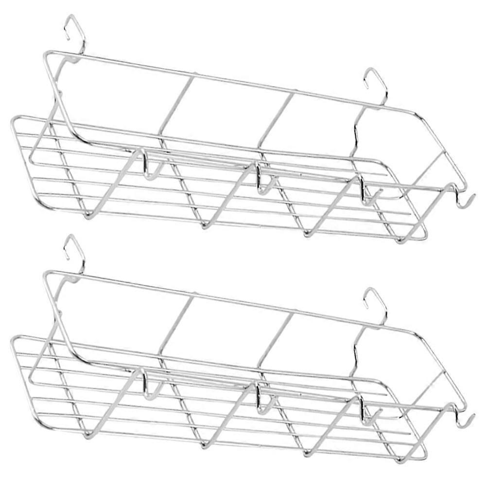 Stainless Steel Grill Storage Basket for Condiments and Spices with Hooks for Tool Hanging 2pcs