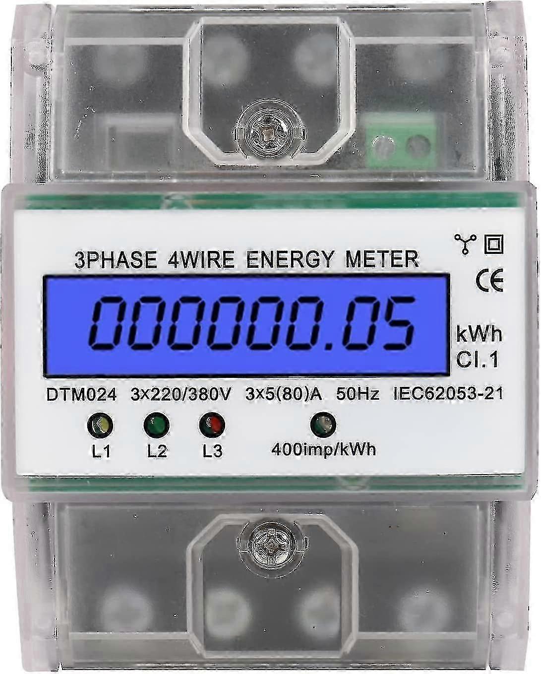 AC Digital Meter DIN Rail 3-Phase 4-Wire Kwh Zhler