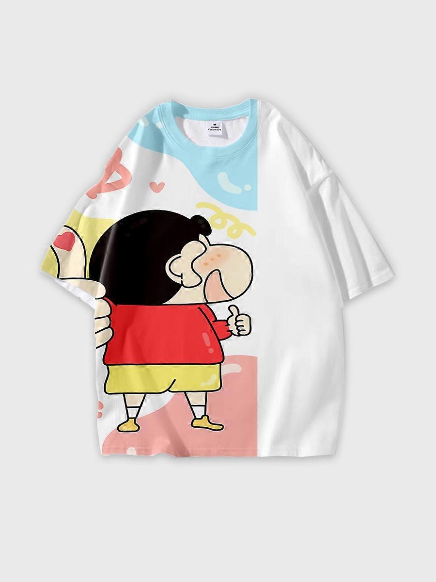 T-shirt girocollo Cartoon Pattern manica corta sciolta B2205