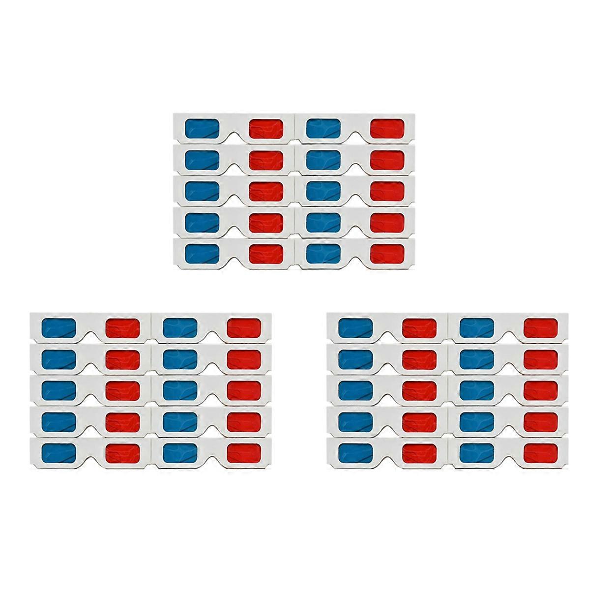 3D Glasses, 30 Pairs Red and Blue Paper Stereo Lenses for Set Anaglyph Paper 3D Glasses