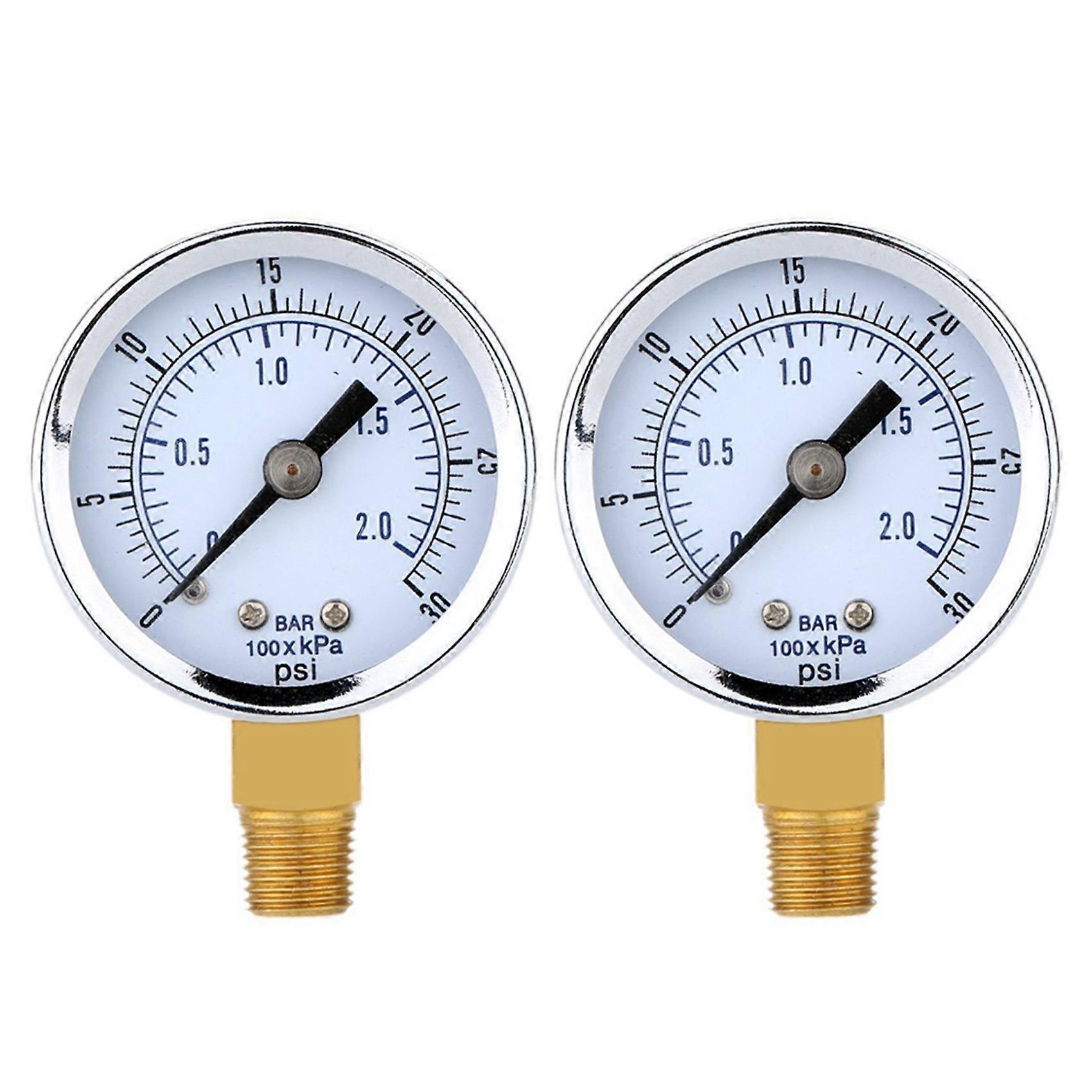 2X 0 - 30 psi 0 - 2 bar Mini-Messuhr Kompressor Messgeräte Hydraulisches Manometer Messgerät Doppelskala