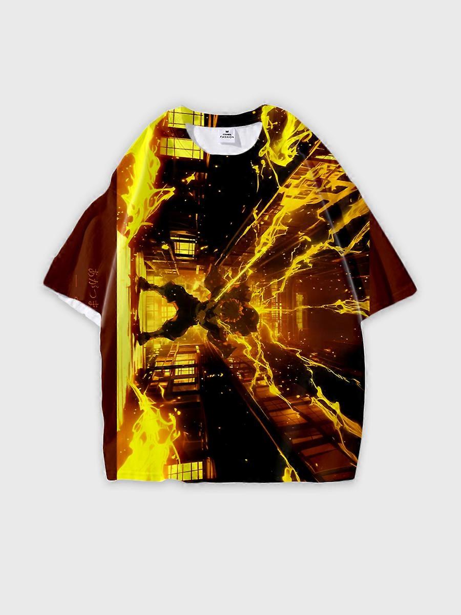 T-shirt girocollo Character Pattern manica corta sciolta P3048