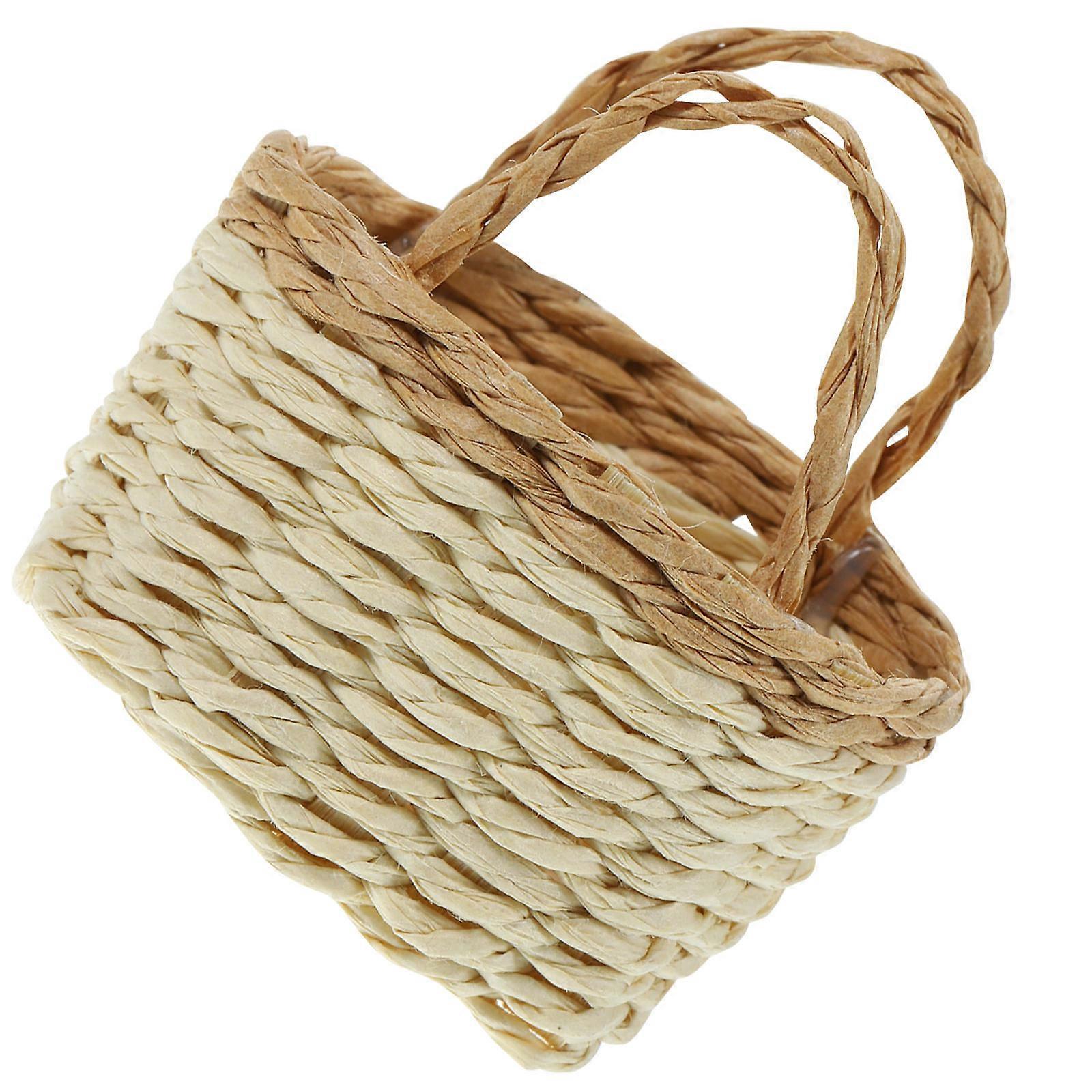 Durable Mini Basket for Kids of Bamboo and Paper Khaki Color 1 Piece