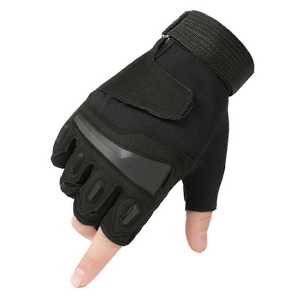 Black Half Finger Cycling Gloves for Riding with Shockproof Breathable Cloth Comfortable AntiSlip 1 Pair XL