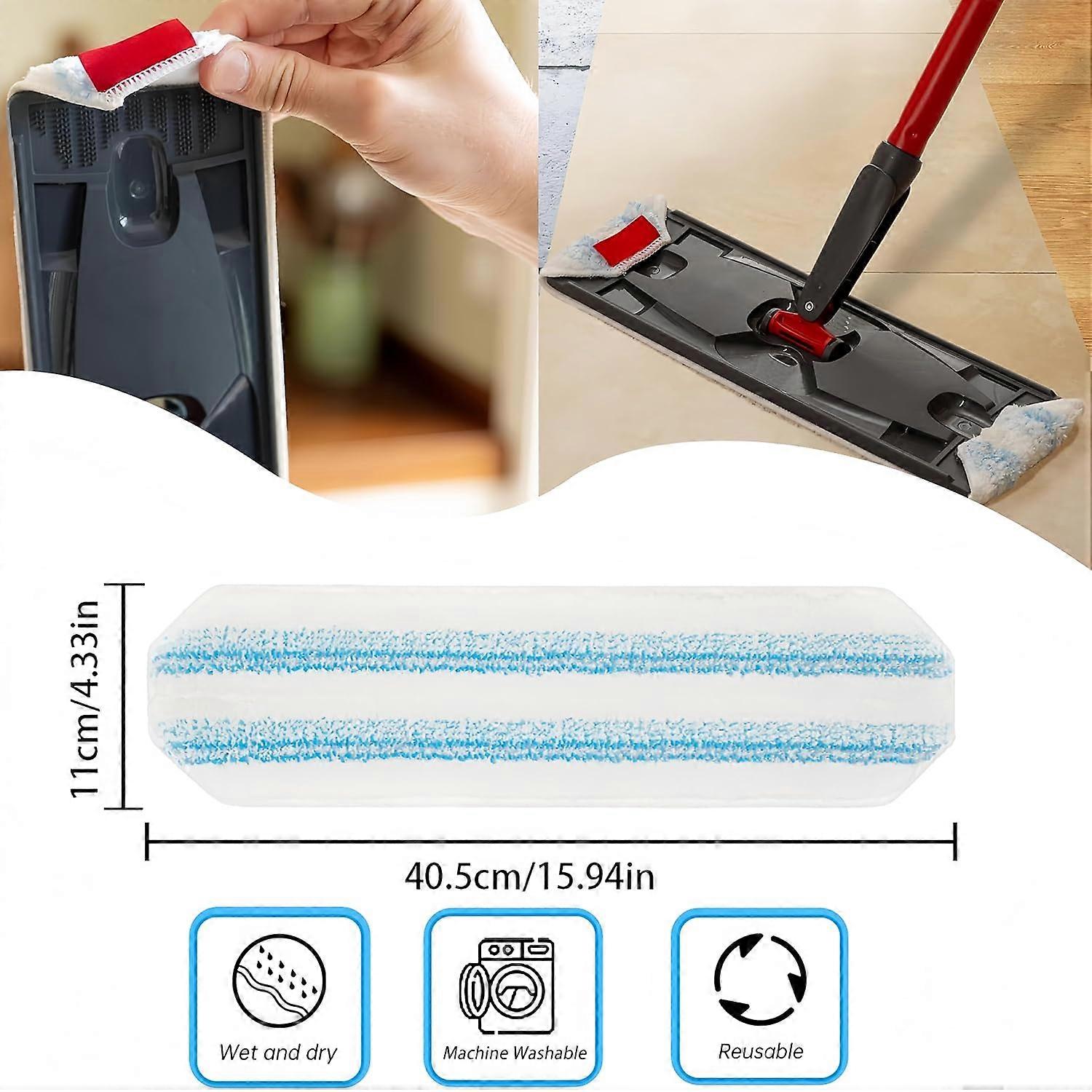 3 Pads De Rechange Microfibre Pour Serpillière Vileda H2prO Flat Mop - Lavables En Machine - Extra Larges (4,33 X 15,95 Pouces) - 8