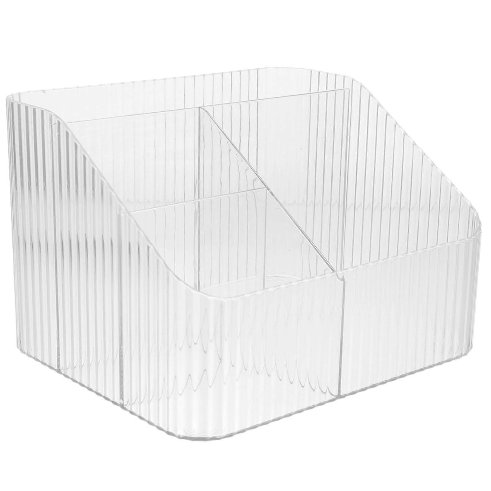 Desktop Organizer Storage Box with Compartments, Transparent for Office and Small Items