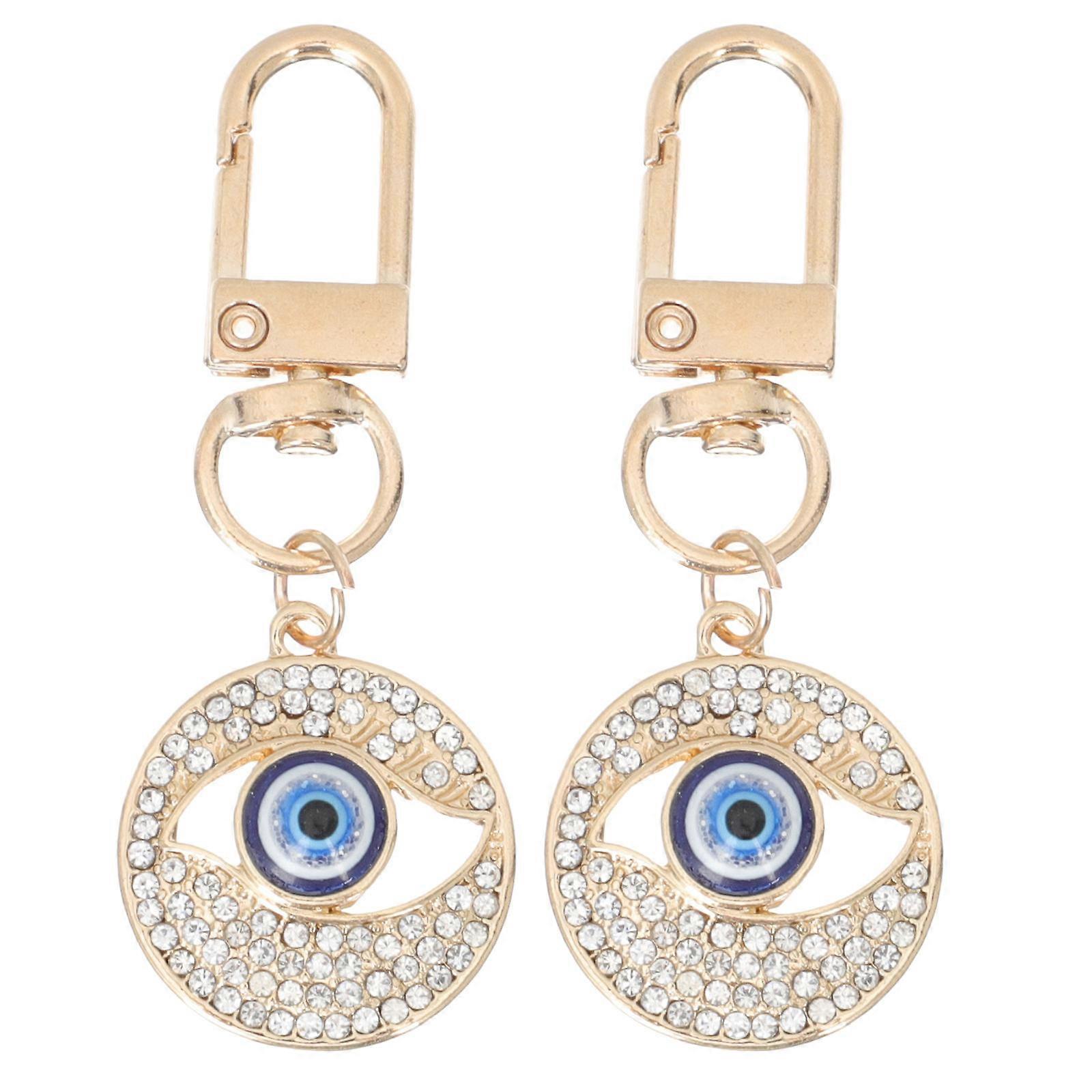 Assorted Color Evil Eye Key Ring 2Pcs Keychain Set For Instrument Bag Pendants Gift Giving With Delicate Round Eye