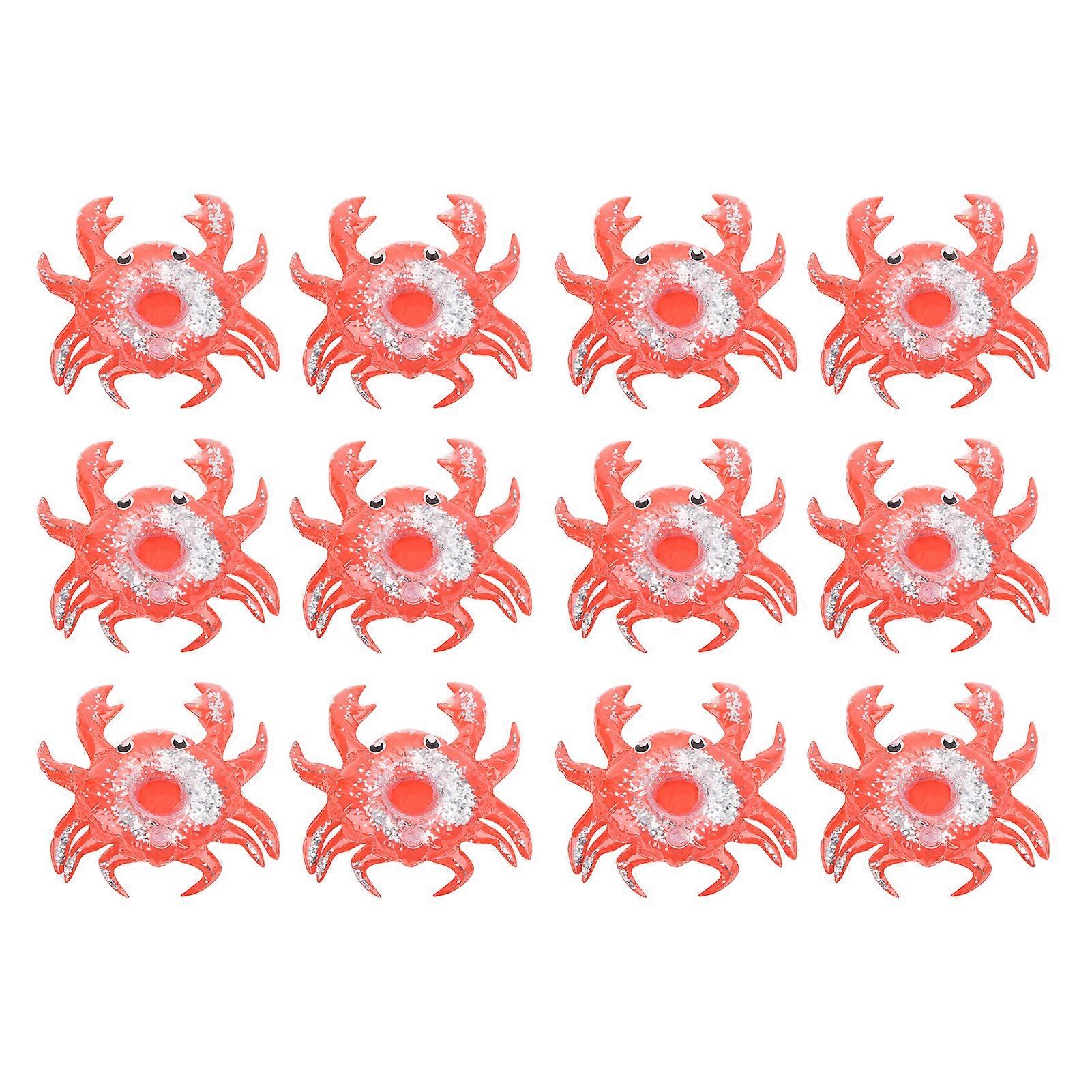 12PCS Drink Holders Inflatable Floating Crab Drink Coasters Fun Bath Toys for Summer Pool