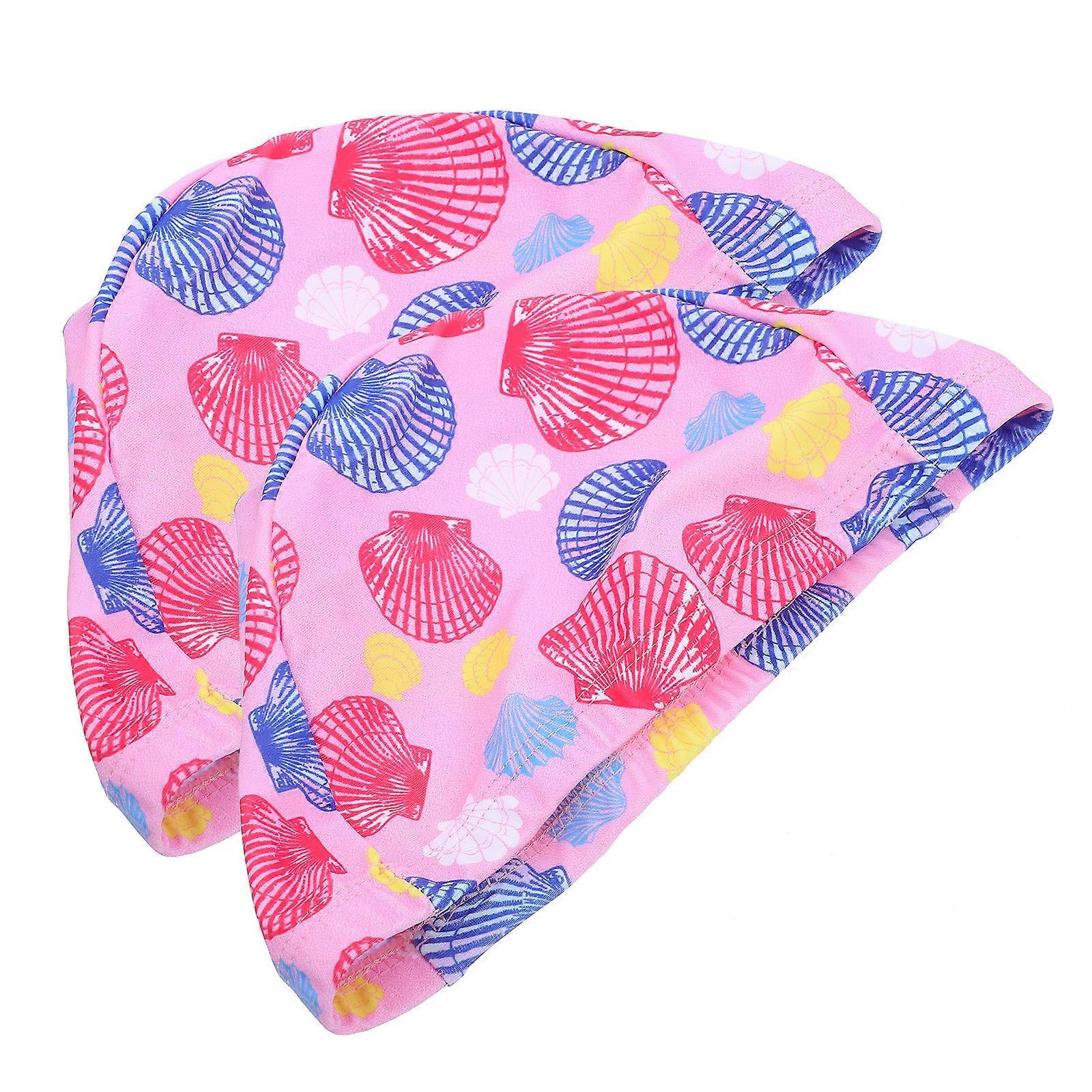 Cartoon Swimming Hat for Kids Lightweight Polyester Assorted Color 2pcs Set Fits Various Occasions