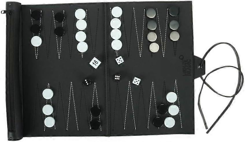Backgammon Set for Adults, Travel-Friendly Folding Game, Durable Outdoor Board Game in Space Gray, Family Entertainment