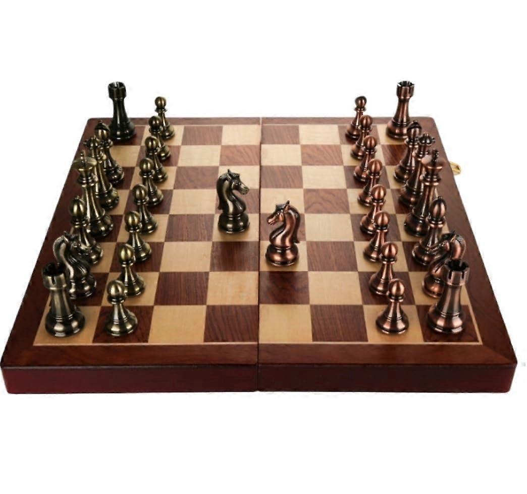 Traditional Chess Set, Foldable Travel Chessboard with Portable Storage, 39x39cm Chess Pieces and Board