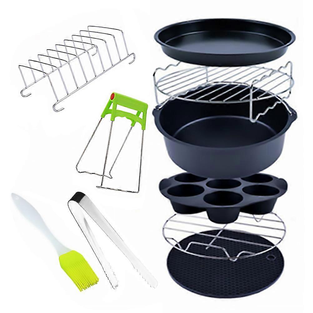 Assorted Color Air Fryer Accessories Set 9Pcs Family Gatherings 6 Inch High Temperature Resistance Cooking Tools