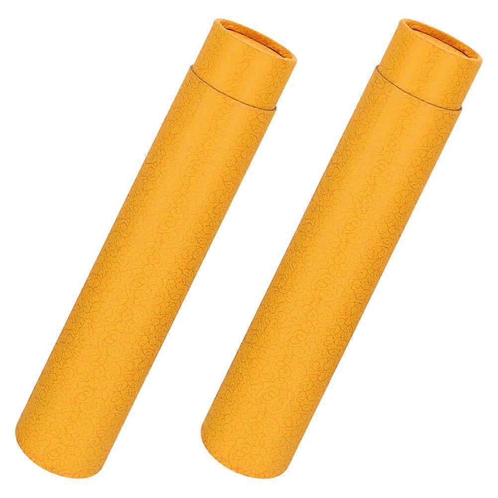 Yellow Storage Box for Calligraphy and Paintings with Paper Material 2pcs Storage Solution