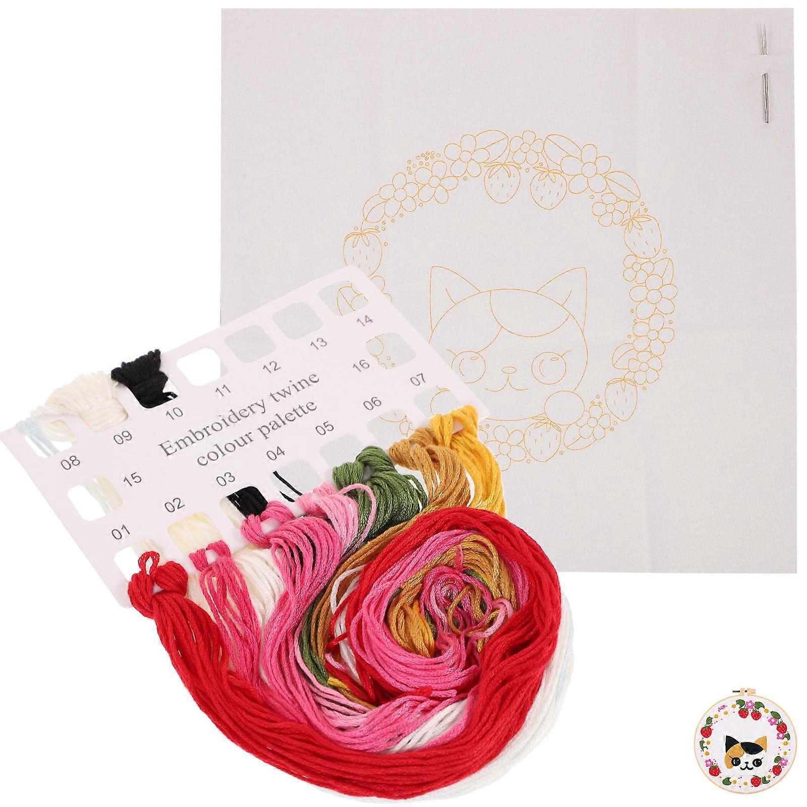 Handmade Embroidery Material 1 Set Beginner Embroidery Kit Bedroom Decor Multi Circular Frame DIY Embroidery