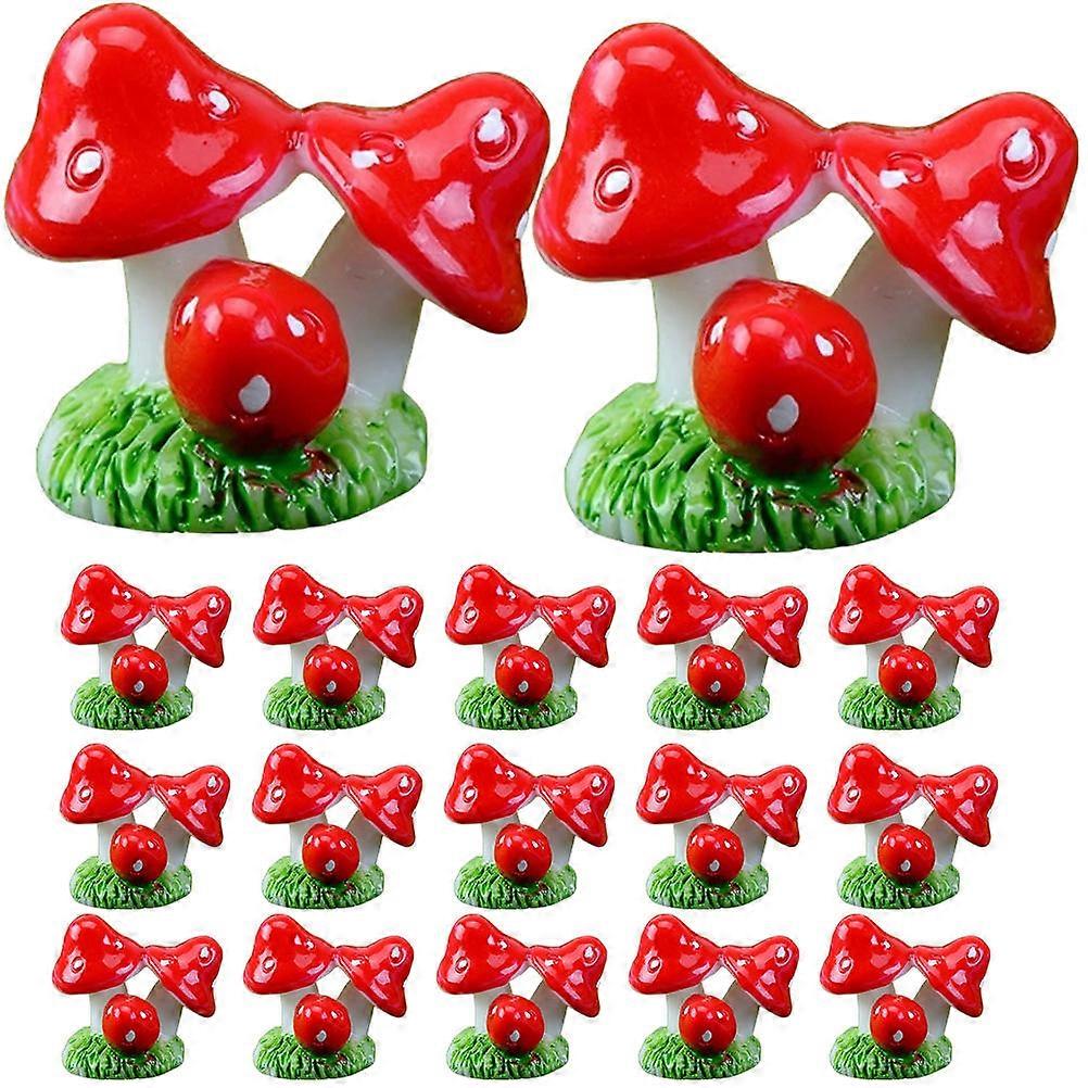 20pcs Miniature Mushroom Ornaments Premium Resin Garden Decor Cute Mushroom Models for Bonsai, Fairy Garden & Table Decoration