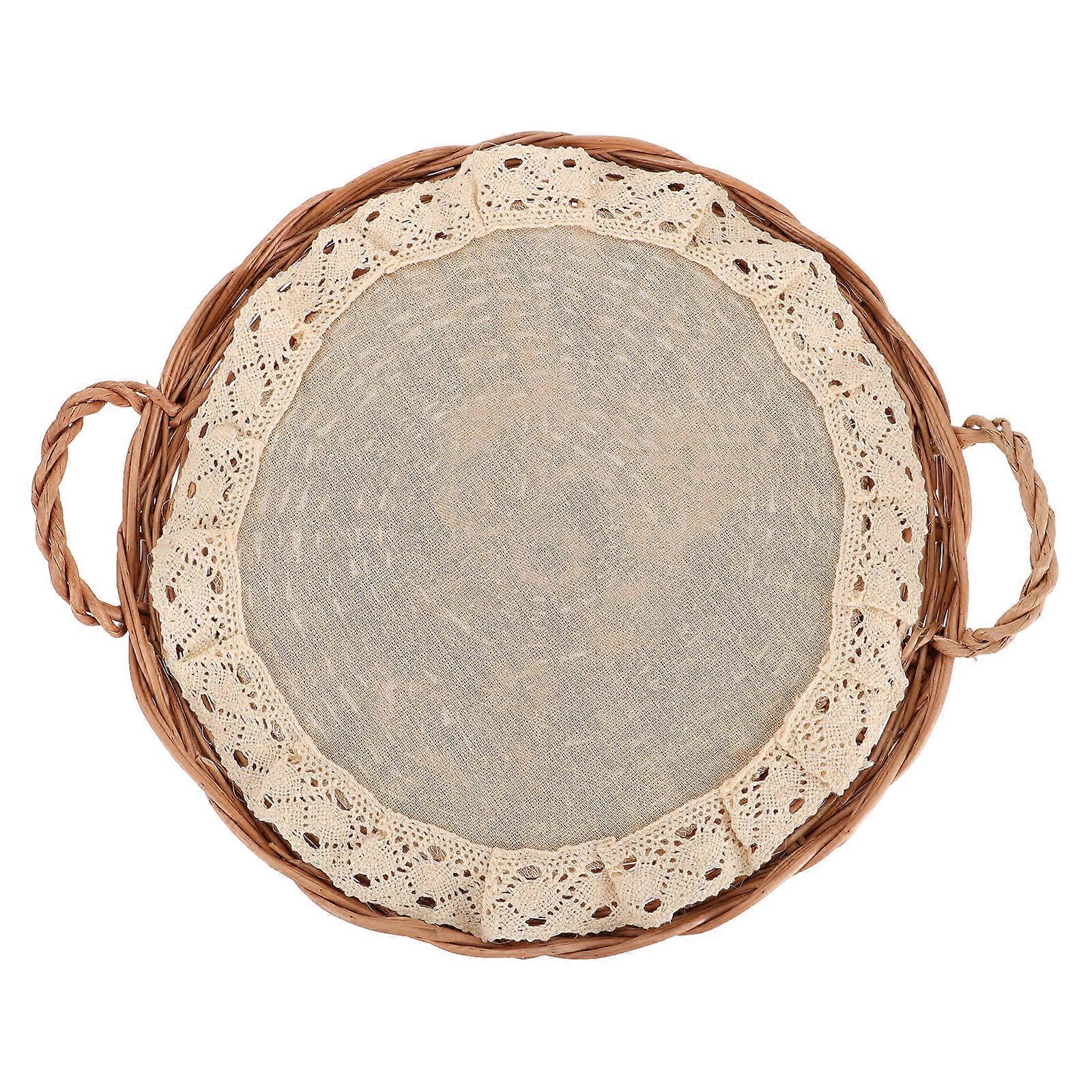 Sturdy Wicker Tray For Food Storage In Brown Color Optimal For Desktop And Cabinet Use In Size 30x30cm 1Pack
