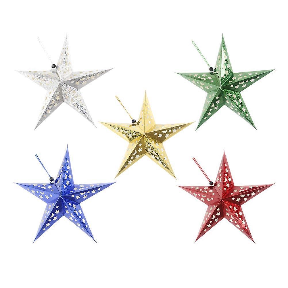 Foldable Star Lamp 5Pcs 30Cm Hollow Lanterns For Christmas Parties Festivals Birthday Decorations Assorted Color Atmosphere Enhancer