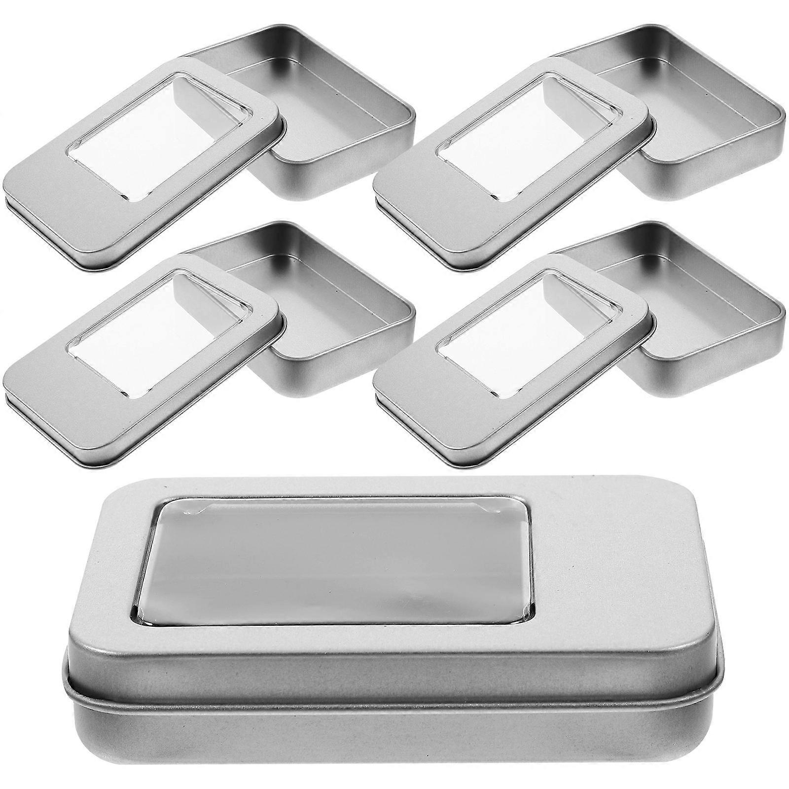 5pcs Decorative Tin Boxes with Lids – Durable Small Jewelry Organizers for Earrings, Necklaces, Crafts, and Keepsake Storage