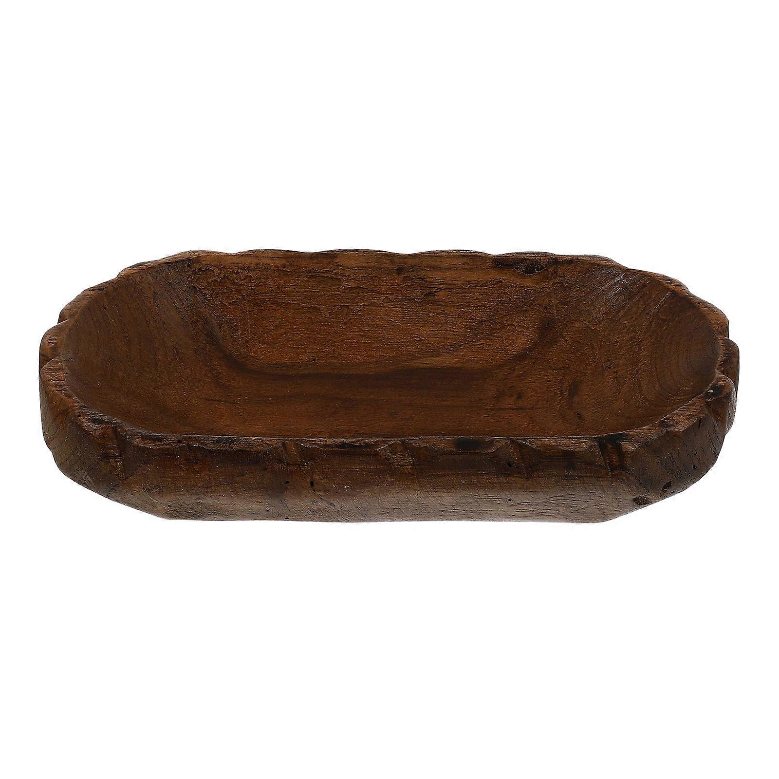Brown Fruit Dish for Storage and Practical Wooden Plate for Home Use 1Pc