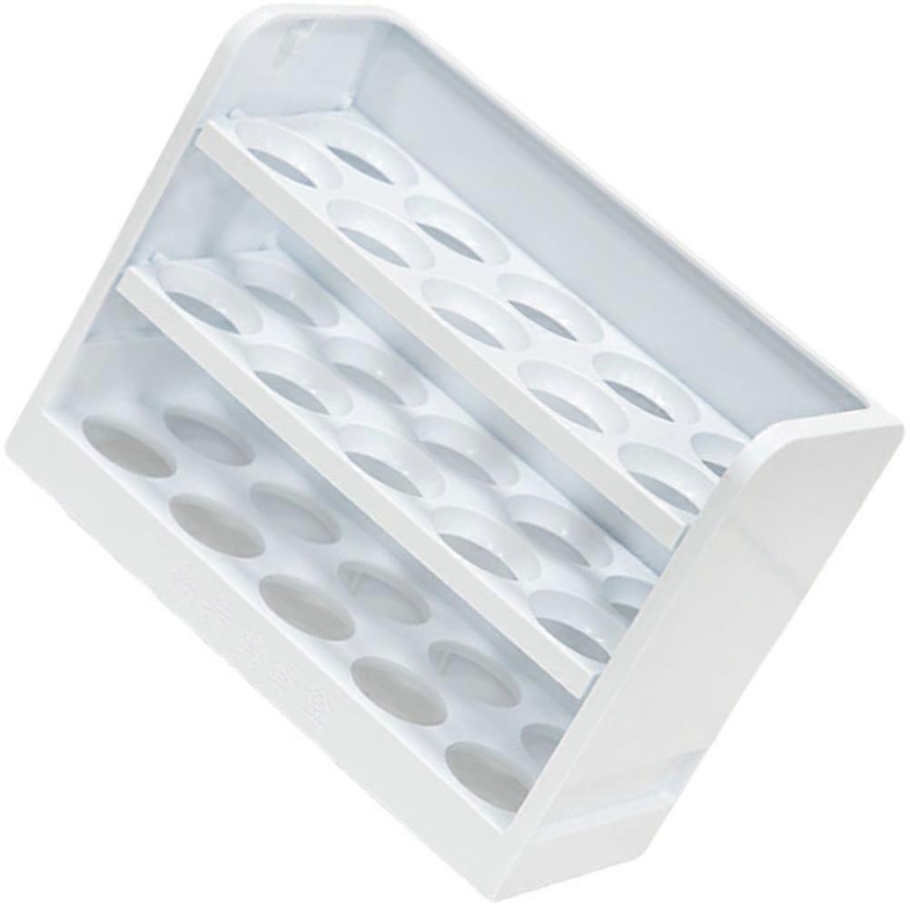 White Egg Container for Refrigerator with Large Capacity and Roll Prevention Feature 7.87"x3.94"x2.95"