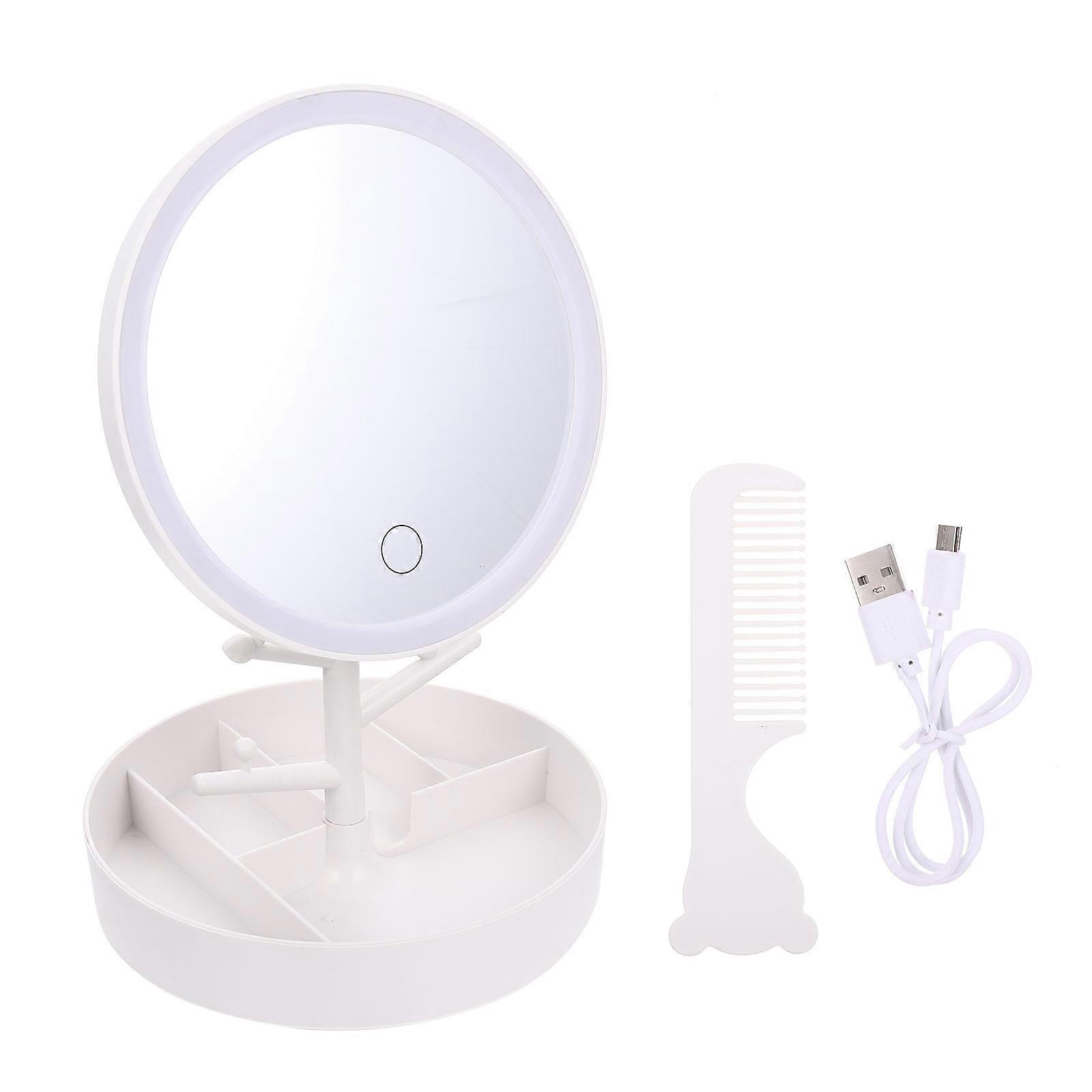 Tabletop Makeup Mirror High-Definition Reflection For Women 17.5x17.5cm Square With Storage Tray 1 Set