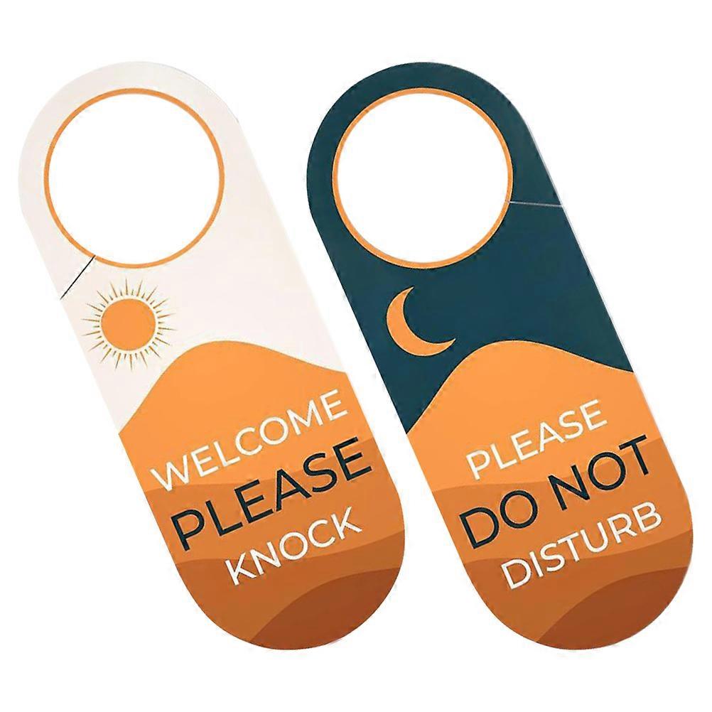 Hanging Sign For Door 2Pcs With Dualsided Design Reading Welcome Please Knock Ideal For Hotel Rooms And Office Use