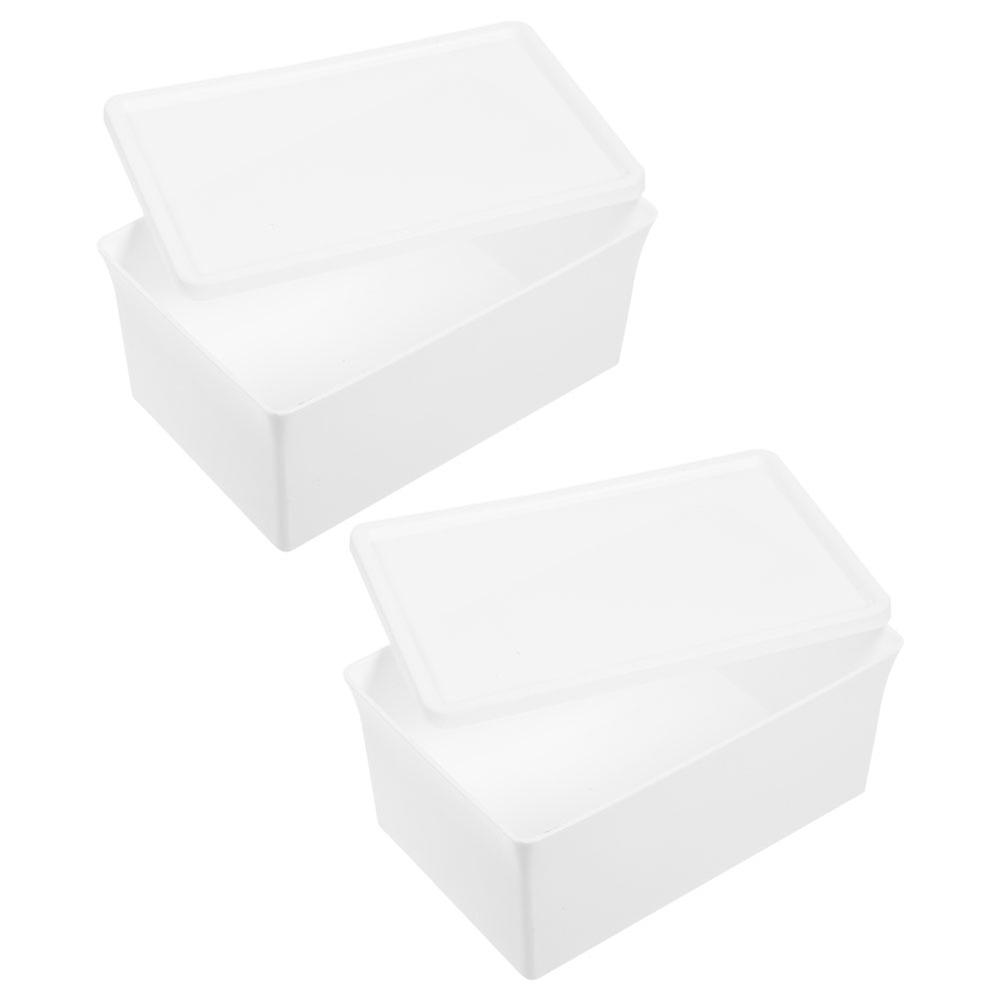 2pcs Plastic Laundry Powder Bin Rectangular Storage Box with Lid Dryer Sheet Dispenser for Laundry Room Decor