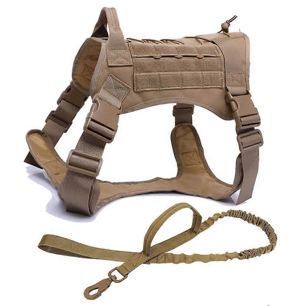 Military Tactical Dog Harness and Leash Set for Small to Medium Dogs, Adjustable Nylon, Ideal for Training, Camping, and Hunting
