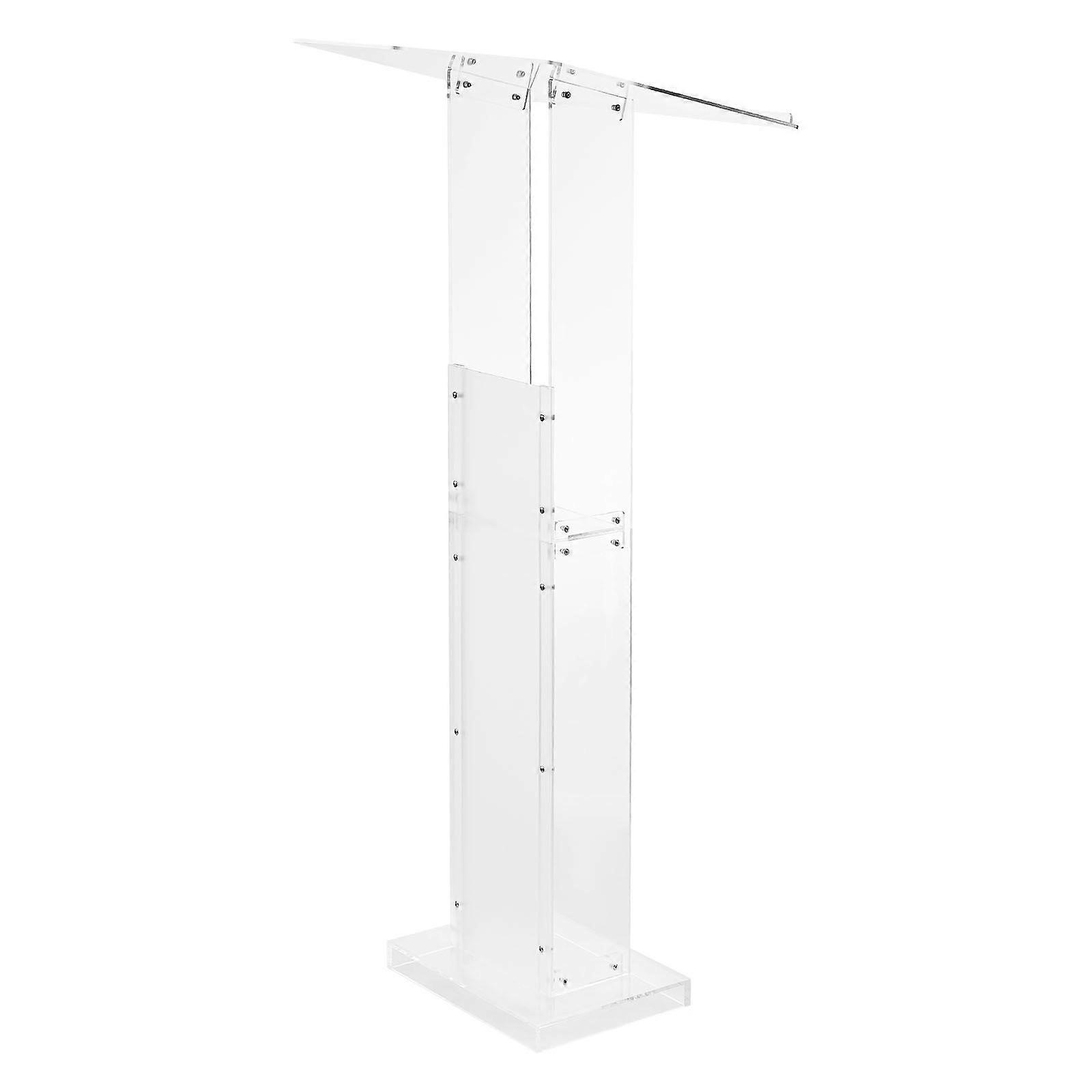 Podium Stand, 1265 mm Acrylic Lectern, Portable Laptop Desk with Wide Reading Surface and Storage Shelf