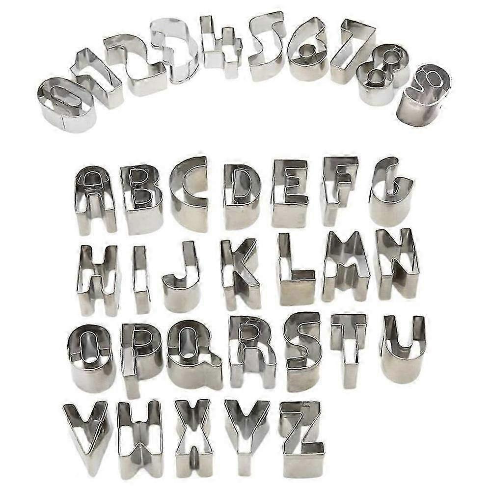 36-Piece Stainless Steel Alphanumeric Cookie Cutter Set - English Letter & Number Baking Dies for Creative Cookies & Fondant Decor