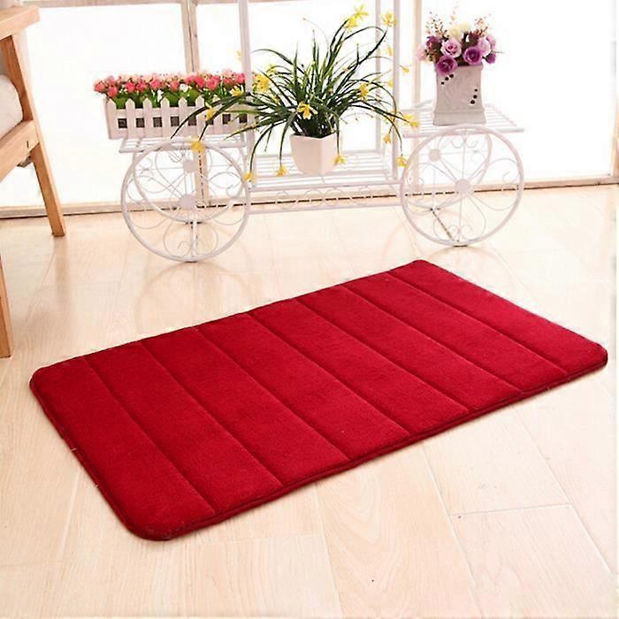 Red Memory Foam Mat Absorbent Non-Slip Bath Mats for Shower Tub