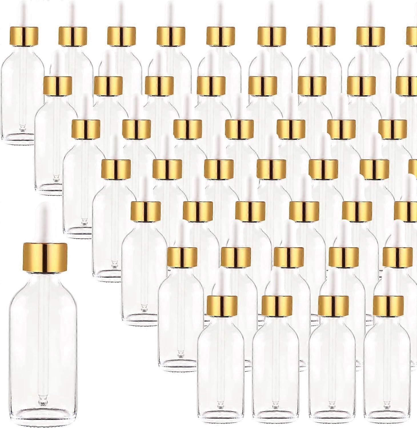 36 Pack 2oz Glass Dropper Bottles, Glass Eye Dropper Bottles for Essential Oils, Perfumes, Laboratory Use (Gold,36P2oz)