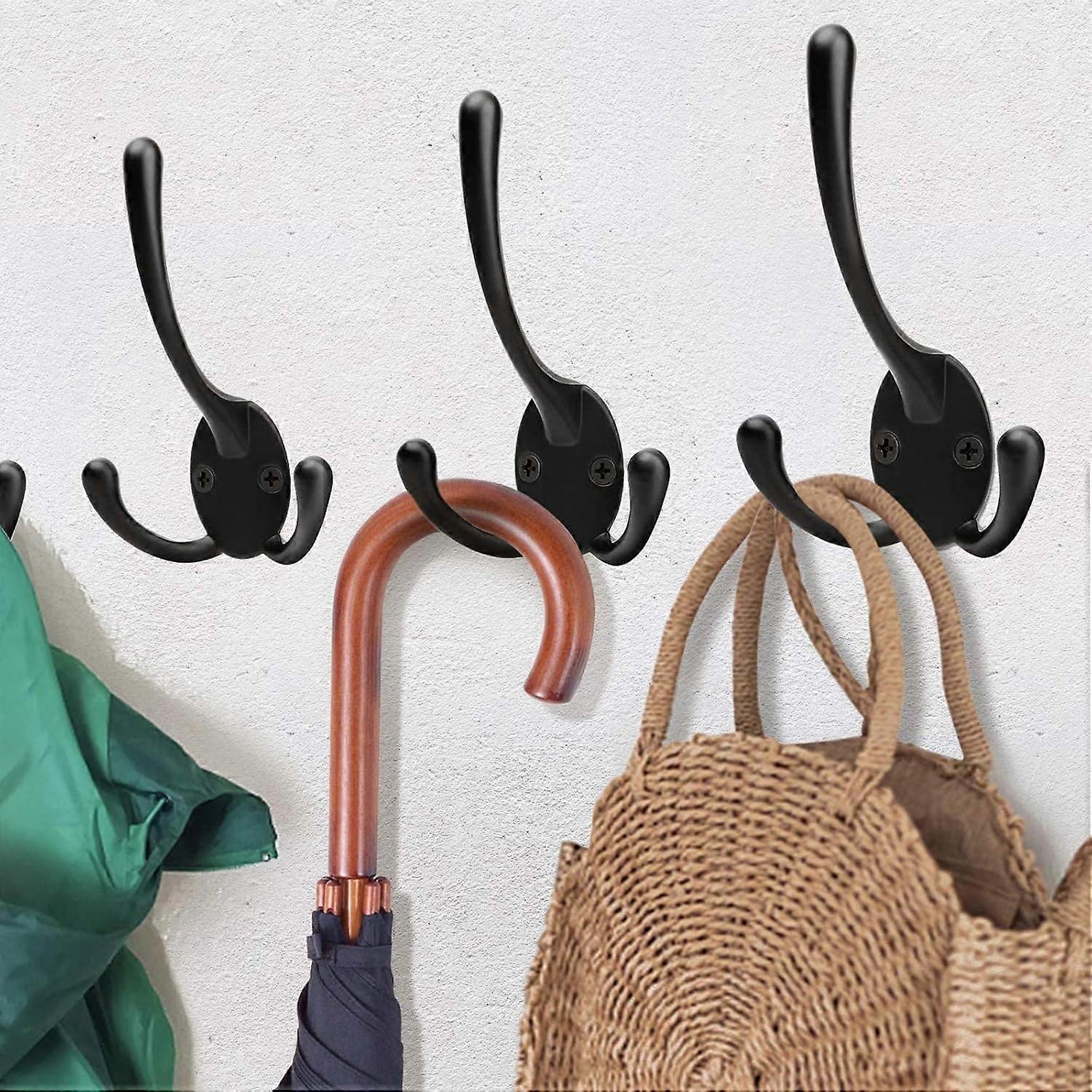 5-pack clothes hangers, wall-mounted clothes hooks, retro double hooks