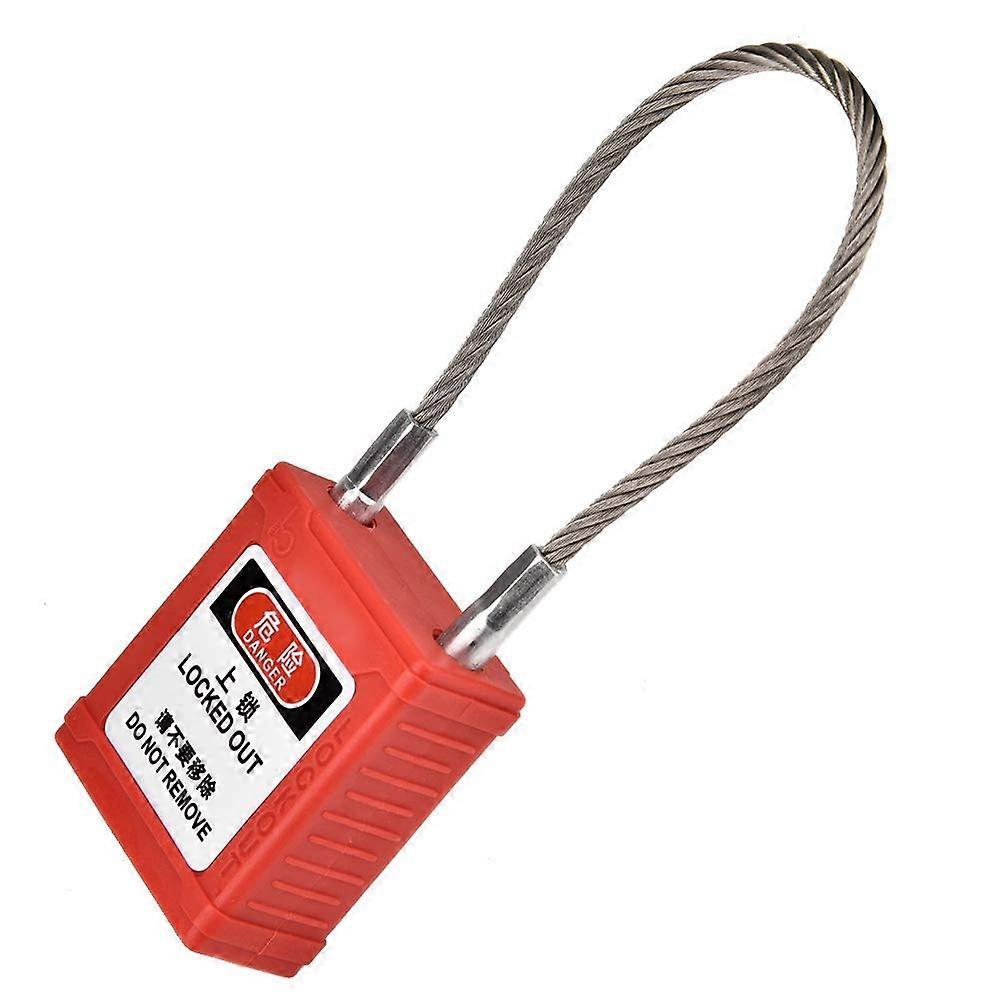 Engineering Safety Padlock with Stainless Steel Rope, Long Beam Lockout Tag Out Isolation Lock, 2 Keys and Back Label