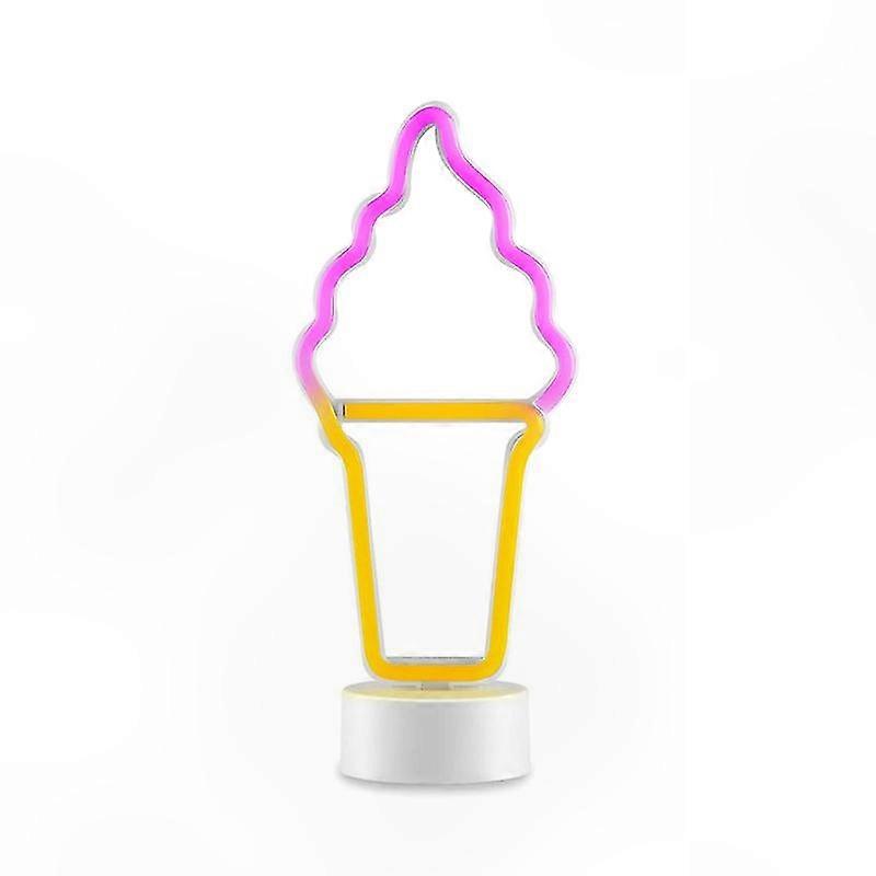 Neon LED Ice Cream Night Light with Stand, Decorative Illuminated Sign for Bedrooms and Parties