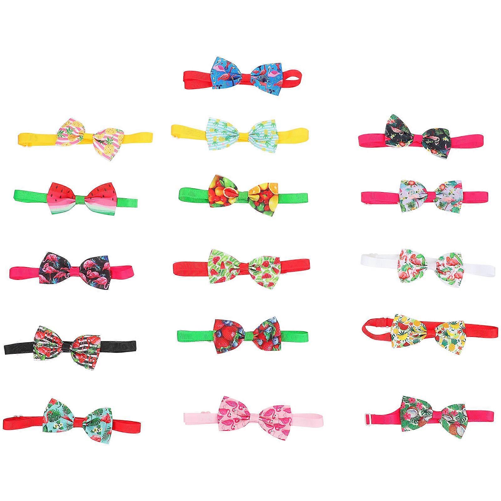 Bow Shape Collar Photo Accessory for Pet Dog and Cat Assorted Color Ribbed Fabric for Birthday and Christmas 16Pcs
