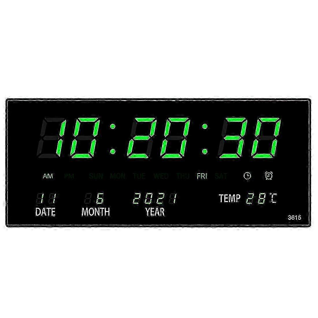 Digital LED Wall Clock with Alarm, Temperature Display, Hourly Chime & Calendar Function