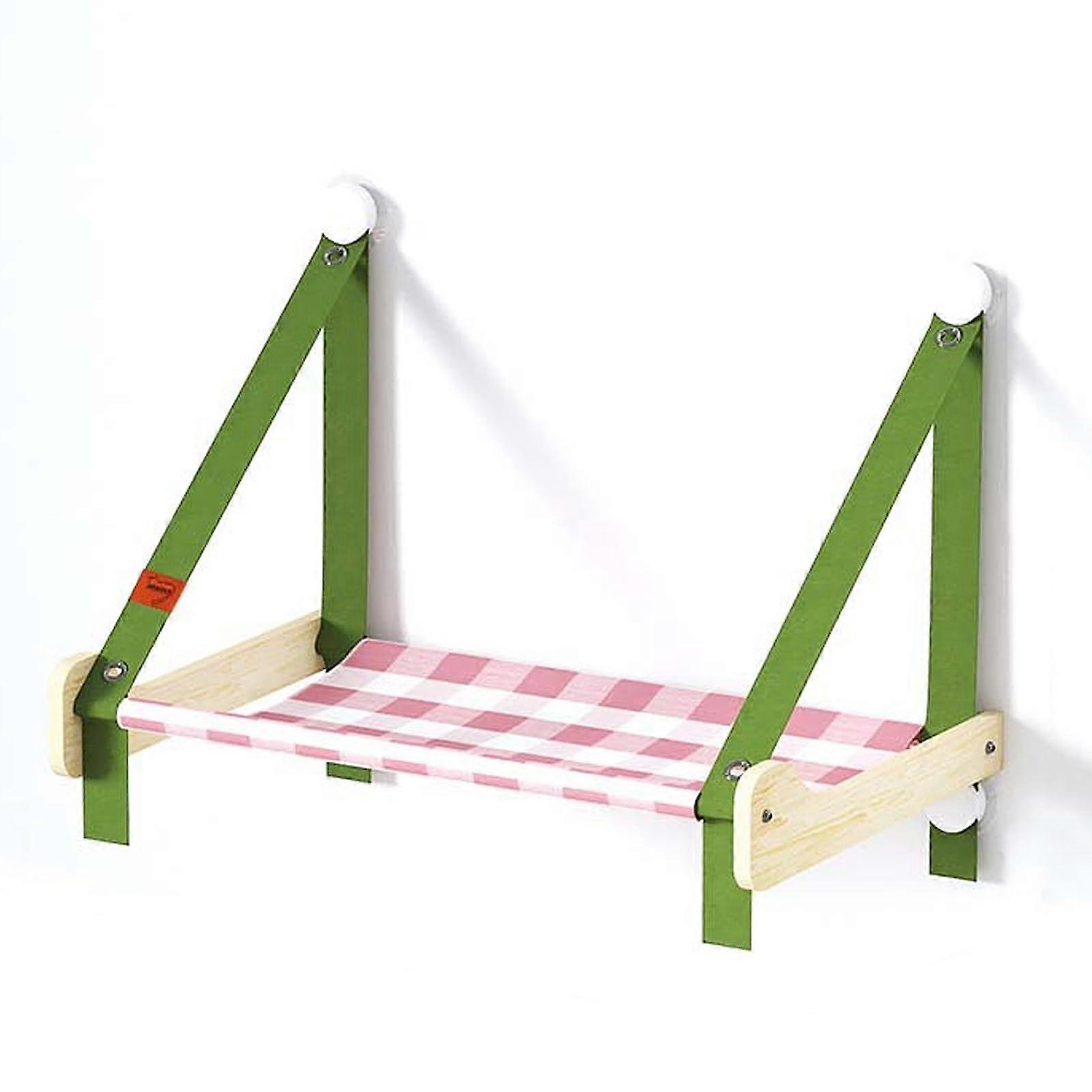 Cat Wall Furniture Shelves Wooden Hammock Foldable with 4 Suction Cups (Pink)