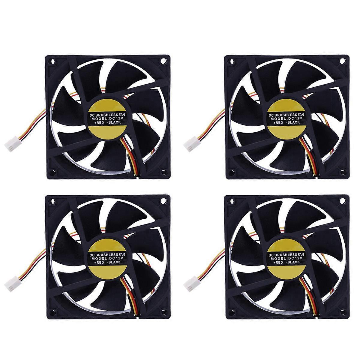 4X 3 Pin 90mm 25mm Cooler Fan Heatsink Cooling Radiator for Computer PC CPU 12V