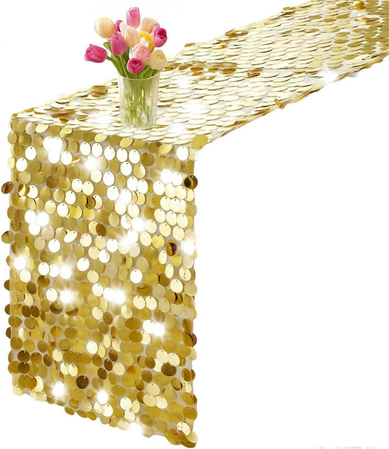 Sequin Table Runner 12 x 108 inches Gold Table Runner, Glitter Runner for Party