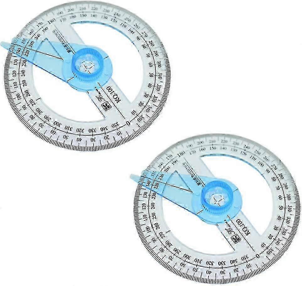 2 Pack Plastic 360 Degree Protractor With Swing Arm