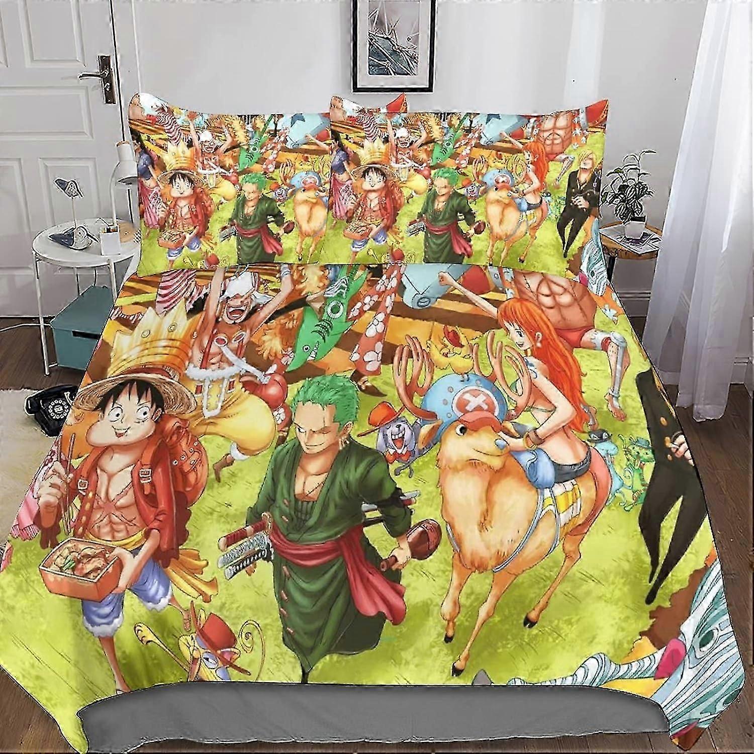 Capa de edredão de microfibra impressa de uma peça D com fronhas Conjunto de cama de uma peça com fecho de zíper Peças para adultos e crianças King 135 * 200 cm C