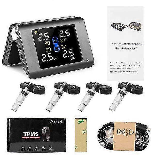 Smart Car TPMS Tire Pressure Monitoring System Solar Power Digital ...