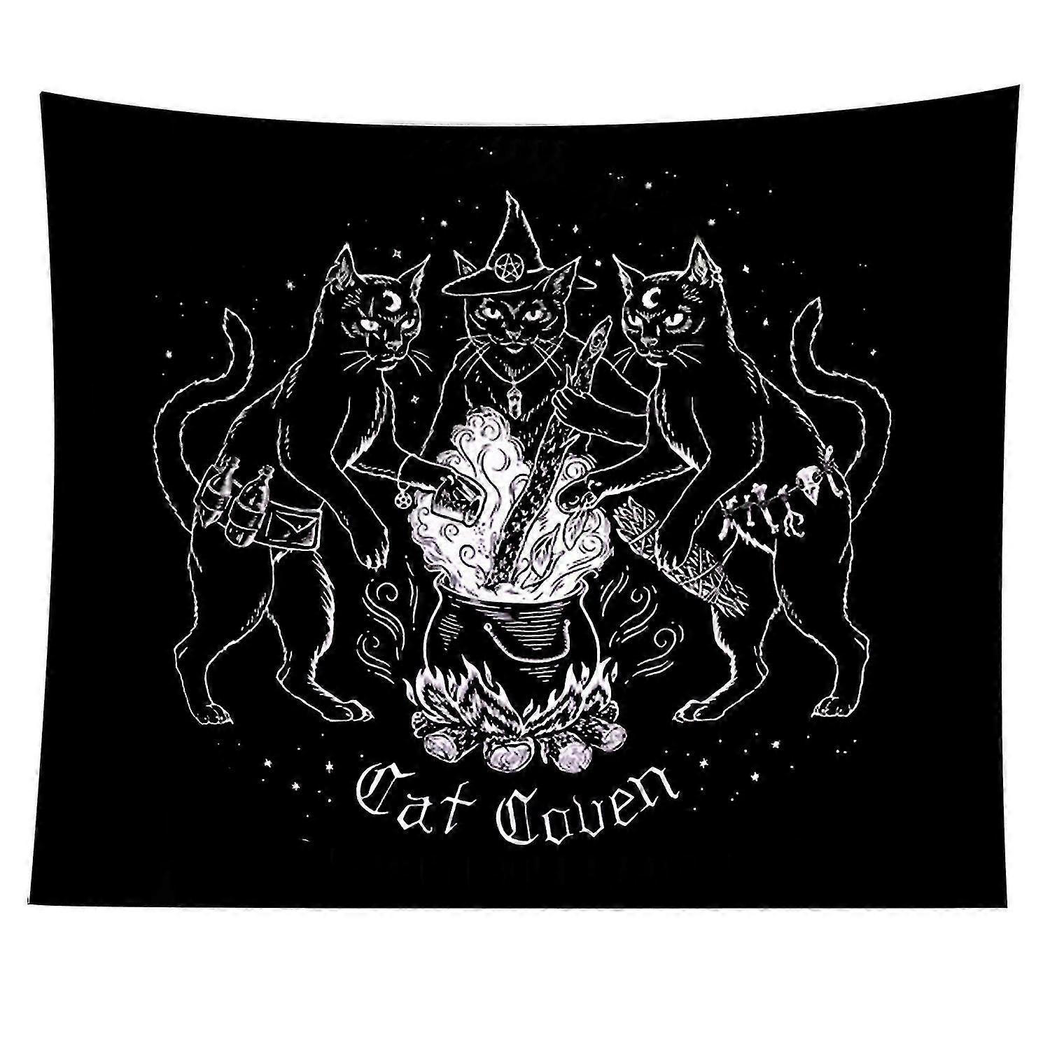 For Bedroom Hanging Decor Divination Witchcraft Wall Tapestry Cat
