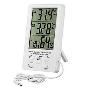 Large LCD Screen Indoor/Outdoor ABS Digital Thermometer Hygrometer Time Function Temperature Humidity Monitor Office